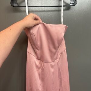 David's Bridal Strapless Blush Pink Bridesmaid Dress